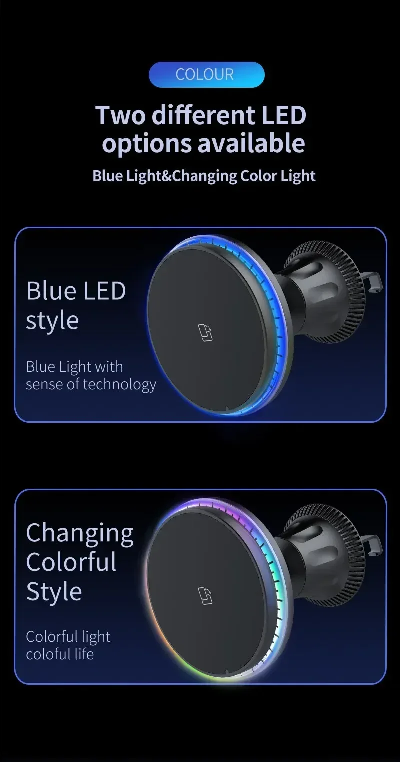 Magnetic Wireless Car Charger RGB – Fast 30W Charging Mount - Image 7
